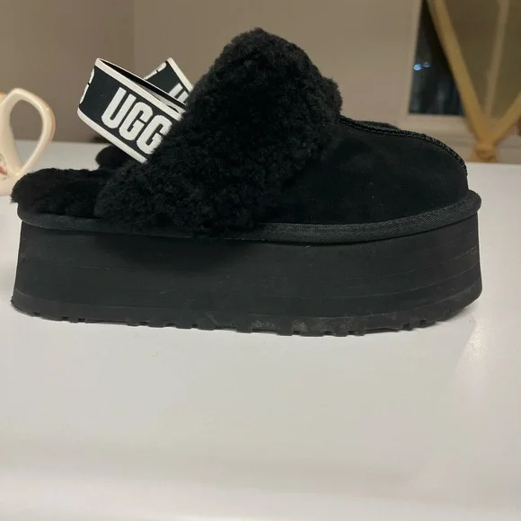UGG Funkette Suede Sheepskin Platform Slingback Size 7 - Picture 1 of 9